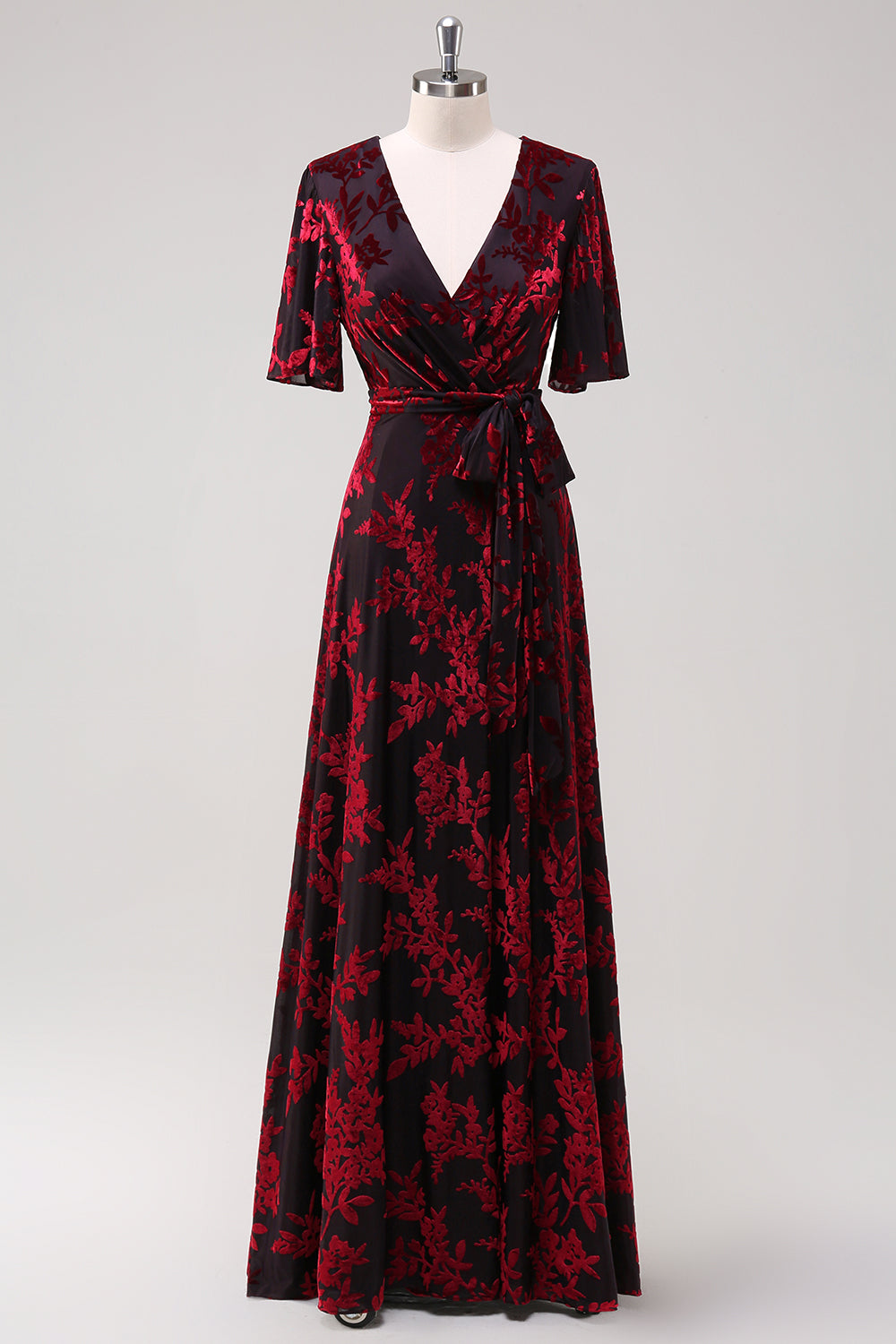 Burnout Velvet Dark Green Wedding Guest Dress