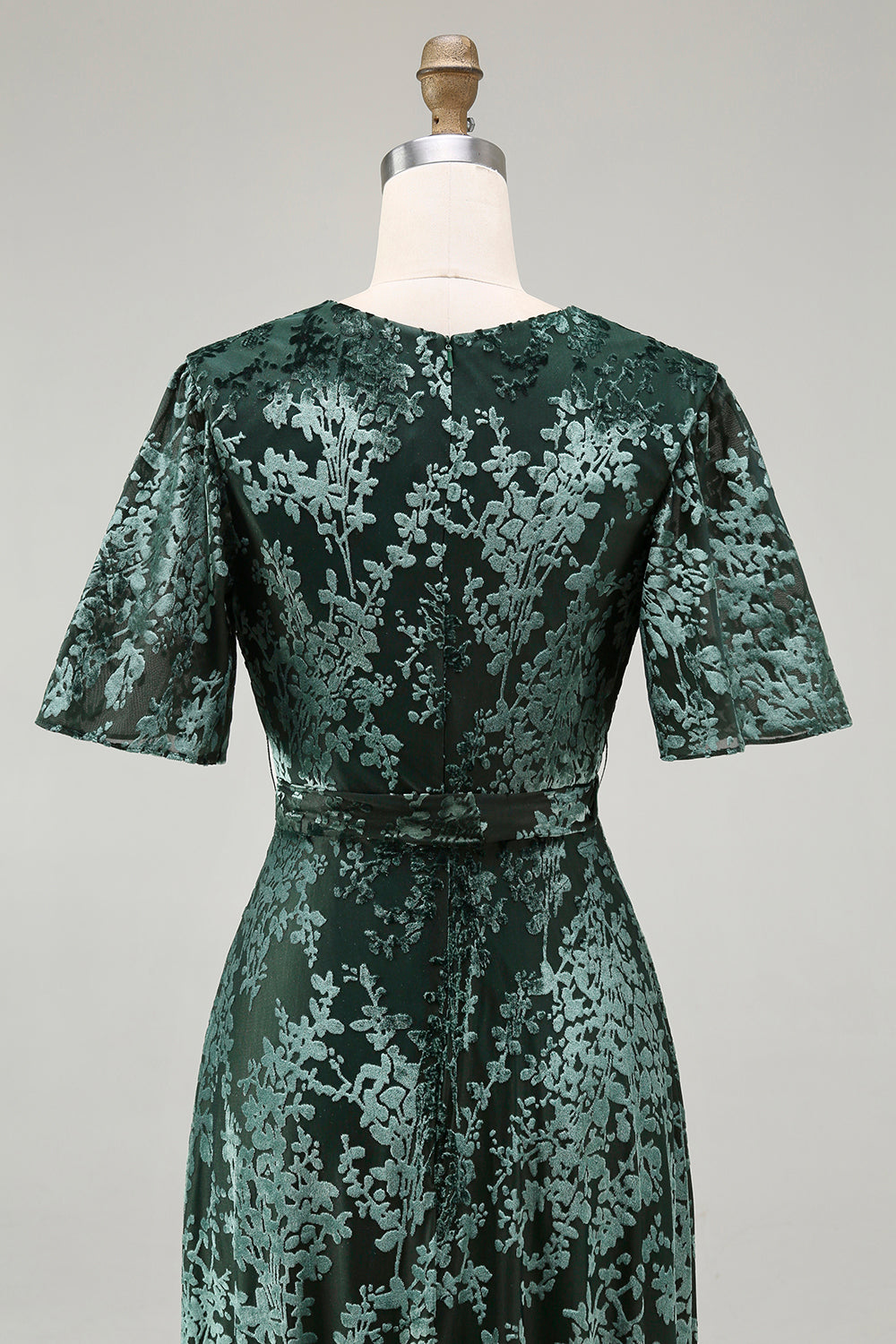 Burnout Velvet Dark Green Wedding Guest Dress